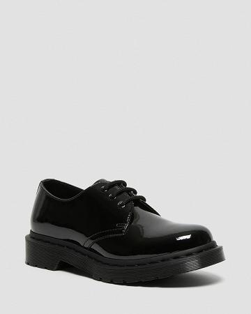 Black Women's Dr Martens 1461 Mono Patent Leather Oxfords Shoes | CA 358LIS